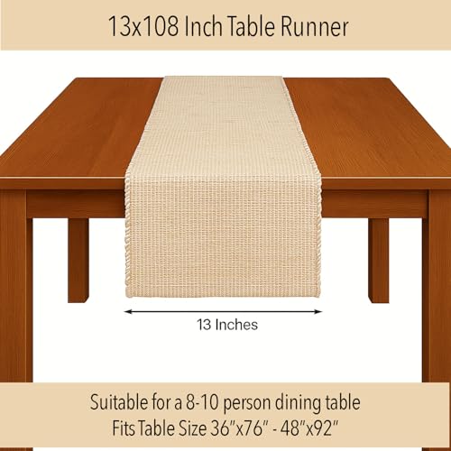 Handwoven Jute and Cotton Table Runner – 13x108 Inch Boho Farmhouse Decor