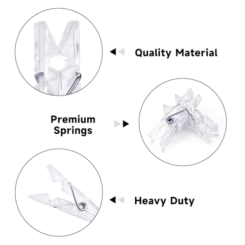 100 Pack Mini Clear Plastic Clothespins for Photo Displays and DIY Crafts