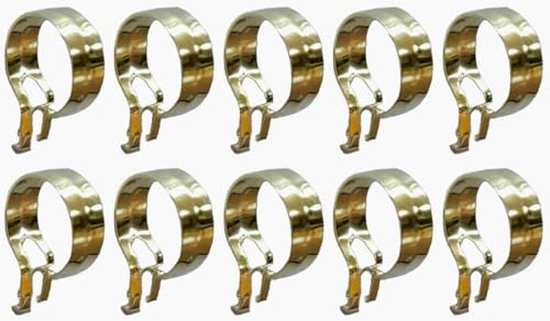 3/4-Inch Round Bright Brass Pinch-On Cafe Curtain Rings (10-Pack)