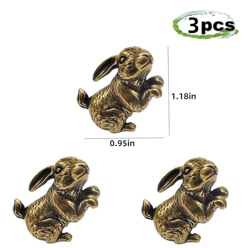 Brass Rabbit Decorative Hinge Toppers - Set of 3 Magnetic Door Accents