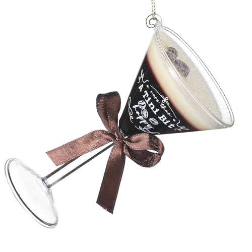 Teenyyou Espresso Martini Christmas Ornament 4 Inch Holiday Tree Decor with Bow