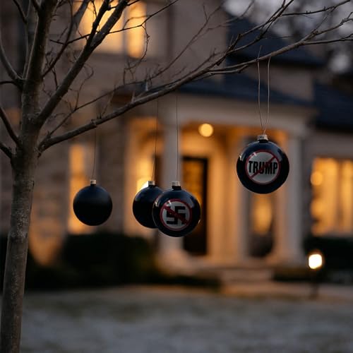Anti-Authoritarian Political Humor Christmas Ornament, Glass Blown Black Ball Tree Decor, Liberal Voter & Midterm Election Gift