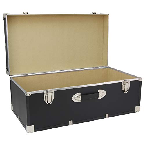 30-Inch Black Storage Trunk with Lock-Down Latches & Easy-Clean Vinyl