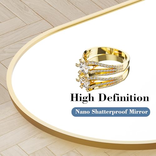56" x 15" Arched Full Length Mirror, Gold Aluminum Frame Floor Standing Mirror