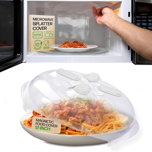 HOVER COVER Magnetic Microwave Splatter Cover 12" Ivory White