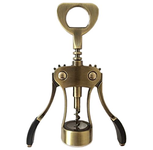 FIRE ROSE Antique Bronze Wine Corkscrew & Bottle Opener - Elegant Wing Lever Tool