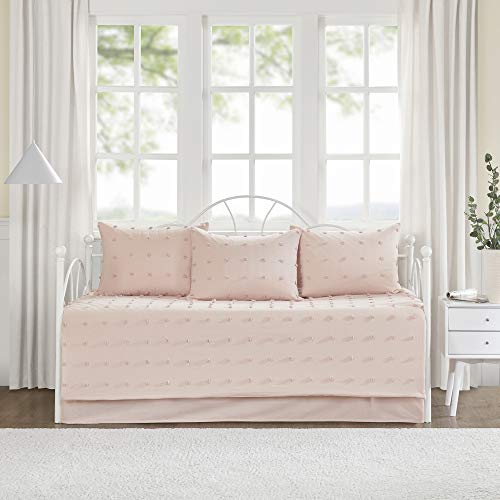 Cotton Daybed Cover Set - Pink Jacquard Tufted Chenille, 5 Piece