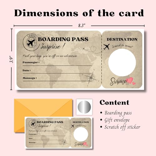 Yellow Surprise Trip Scratch Off Gift Card - Personalized Travel Ticket for Romantic & Holiday Gifts