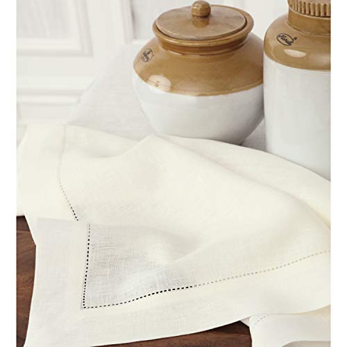 Solino Home 100% Linen Ivory Tablecloth 60 x 120 in – Rectangle, 8–10 Seater
