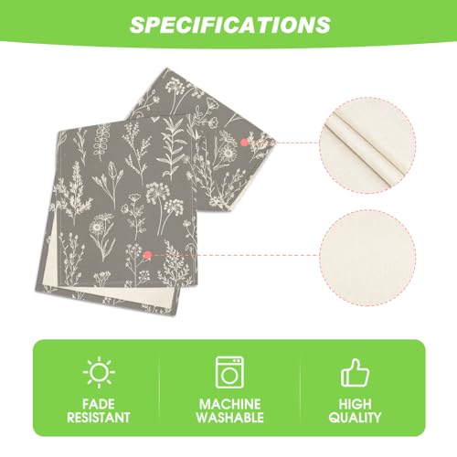 Artoid Mode 13x72 Inch Leaves Flowers Spring Table Runner Silver Seasonal Kitchen Decor
