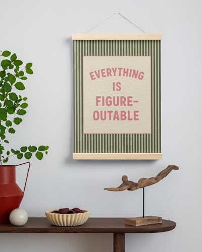 Inspirational Canvas Wall Art Poster, Retro Pink and Green Affirmation Decor 12x16