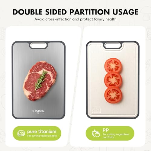 Dual-Sided Titanium & PP Cutting Board with Juice Groove (16" x 11")