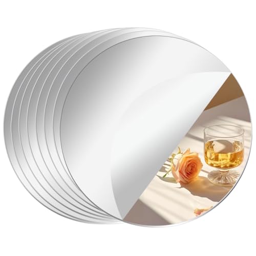 8 Pack Acrylic Round Wall Mirrors, 4-Inch Self-Adhesive Circle Mirror Tiles