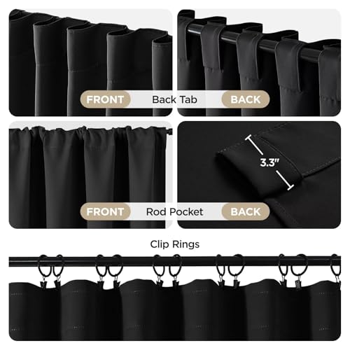 Blackout Curtains 96 Inch Long - Noise Reducing & Wrinkle-Free Drapes