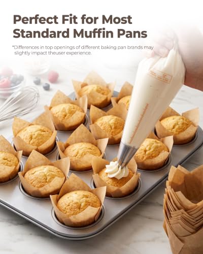 150pcs Tulip Cupcake Liners for Baking Muffins & Cookies - Greaseproof, Heat-Resistant