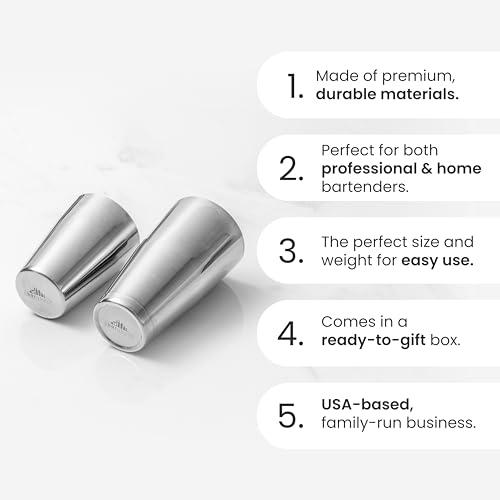 Stainless Steel Boston Cocktail Shaker Set 18 Oz Weighted & Unweighted Bar Tool