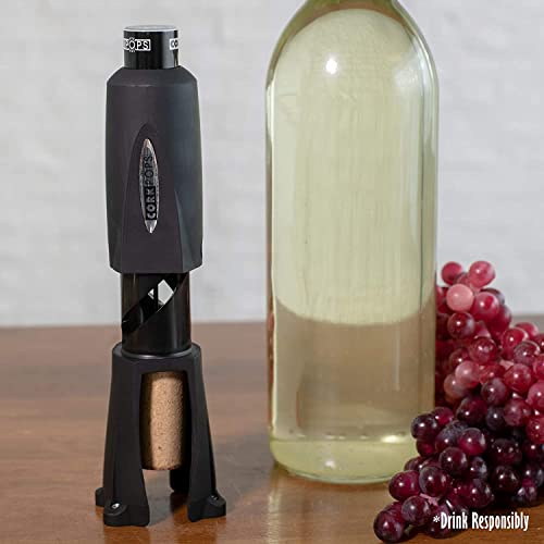 Cork Pops Legacy Wine Opener with Built-in Foil Cutter - Black / 3 Cartridges