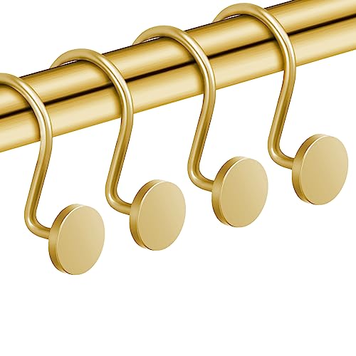 CHICTIE Gold Shower Curtain Hooks - Rustproof Metal Rings Set of 12