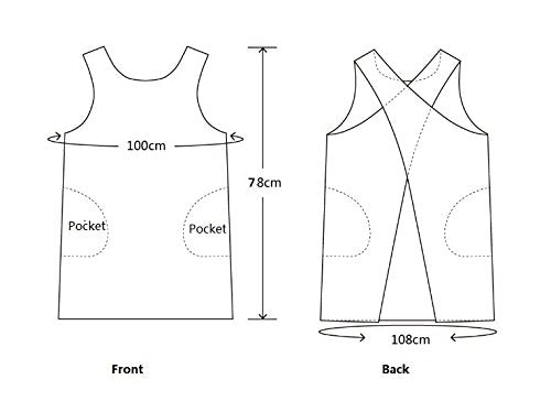 AOBBYBBS Cotton Linen Apron Halter CrossBack Bandage Aprons Japanese Style X Shape Pocket (Khaki)