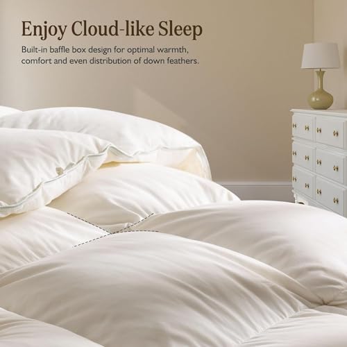 BPC Organic Feather Down Comforter - Full Size Lightweight Duvet Insert