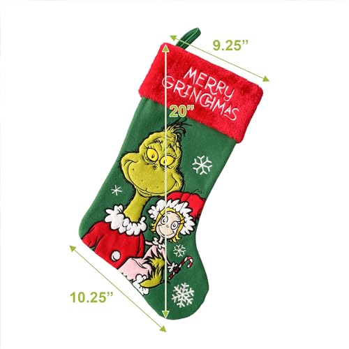 Wondapop Grinch Christmas Stocking 20-inch Applique Holiday Decor Gift