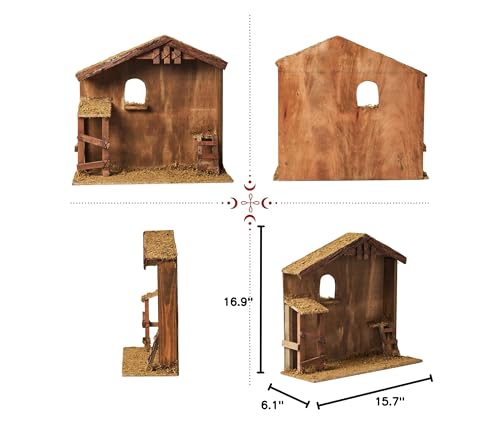 Nativity Scene Manger for 10-12 Inch Figures - Wooden Stable with Variation: Manger - Suitable for Under 12 Inches
