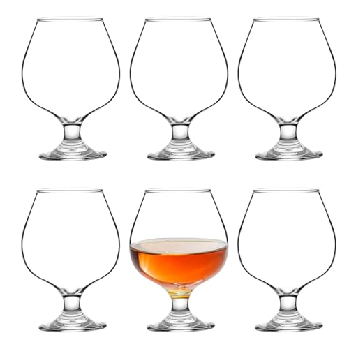 Binsakao 17 oz Set of 6 Short Stem Brandy Glasses for Spirits & Cocktails
