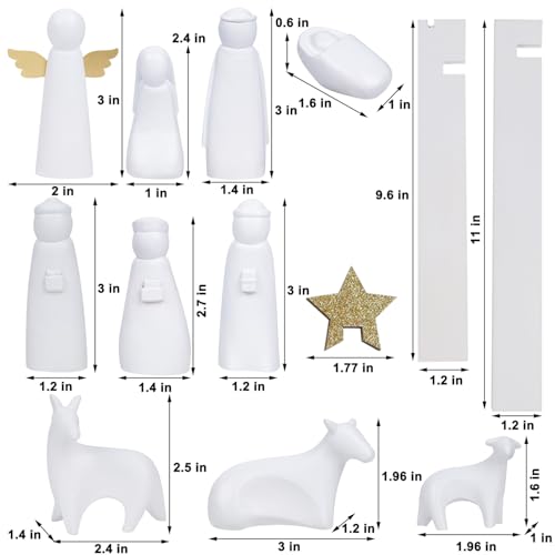 11-Piece Mini Christmas Nativity Scene Set - White Resin Holy Family Figurines