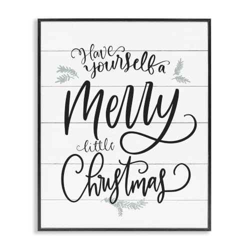 Merry Little Christmas Framed Giclée Wall Art 24x30 Inch Rustic Holiday Decor