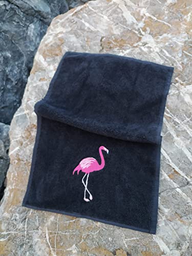 2-Pack Flamingo Embroidered Fingertip Towels, 100% Turkish Cotton, 11x18"