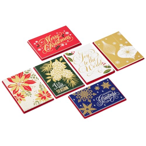Hallmark Holiday Classic Gold Foil Card Assortment — 36 Assorted Christmas Cards with Envelopes ('Tis the Season)