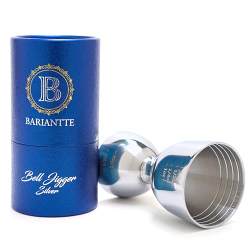 BARIANTTE Silver Double Jigger - Premium Bar Cocktail Measure, 1 oz & 2 oz
