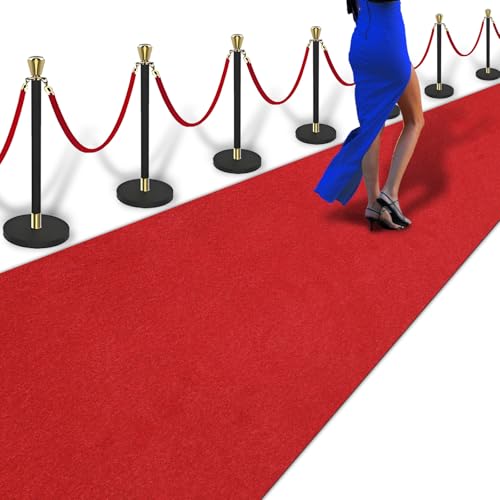 3ft x 10ft Extra Thick Red Carpet Runner, Non-Slip Heavy-Duty Event Aisle