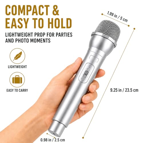 Facmogu 8-Pack Silver Fake Plastic Microphone Props for Halloween Party Stage