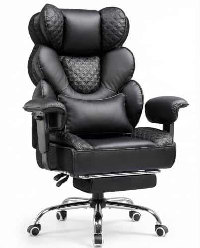 Big and Tall Reclining Office Chair with Footrest & Lumbar Support