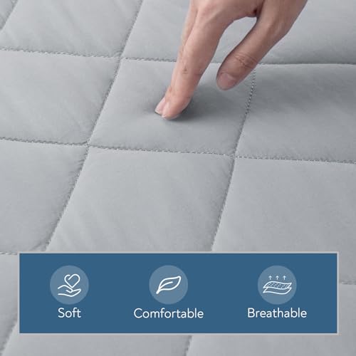 Waterproof Quilted Cot Mattress Pad, Grey, 30" x 75"