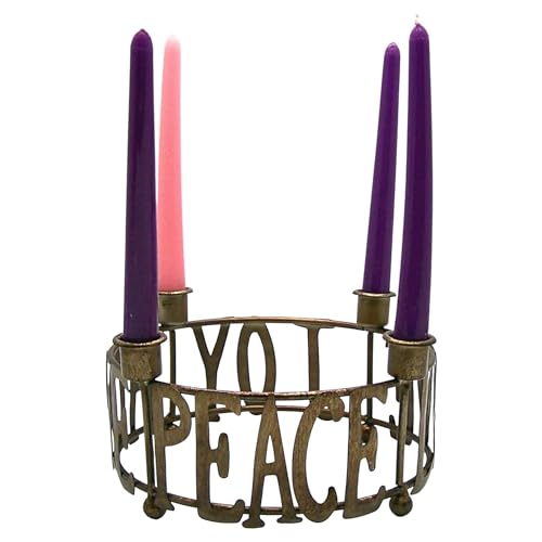 Needzo Christmas Advent Candleholder - Religious Holiday Home Decor, Metal, 8 Inches