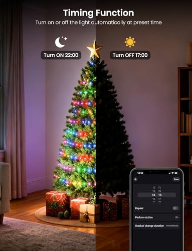 YULINKCO 98.4FT RGB+IC String Lights with 300 LEDs, App & Remote Control, 84 Scene Modes, Music Sync, Indoor Christmas Decoration