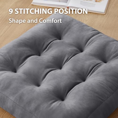 Large Meditation Floor Pillow Set of 2 - Square Support Cushions for Yoga & Lounge, Dark Gray 22x22 inch