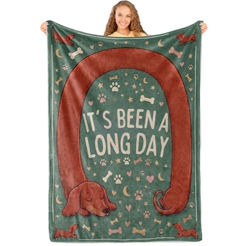 Huglanket Dachshund Gift Throw Blanket for Women 60x80 Inches, Green