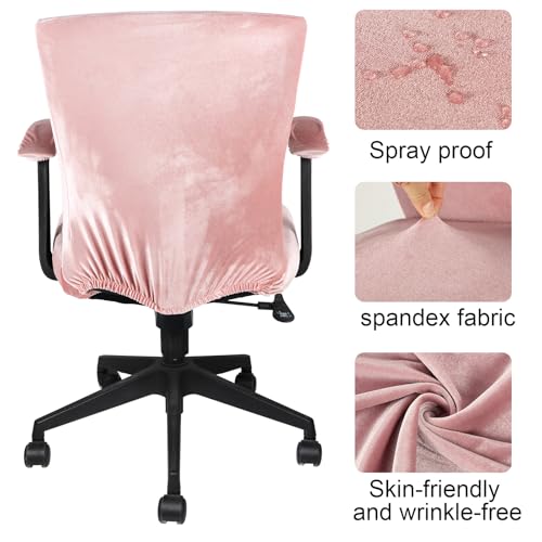 Stretchable Office Chair Covers Set with Armrest - Light Pink