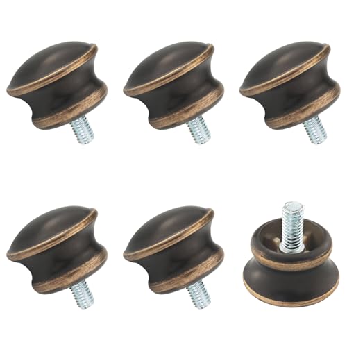 6PCS Brown Mushroom Curtain Rod End Caps, 5/8 Inch Diameter M5 Threaded