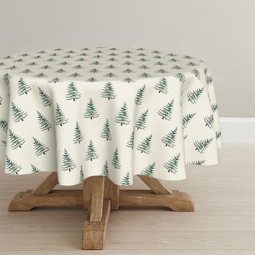 Horaldaily Christmas Tablecloth 60x60 Round Green Trees Boho – 60" Round Green