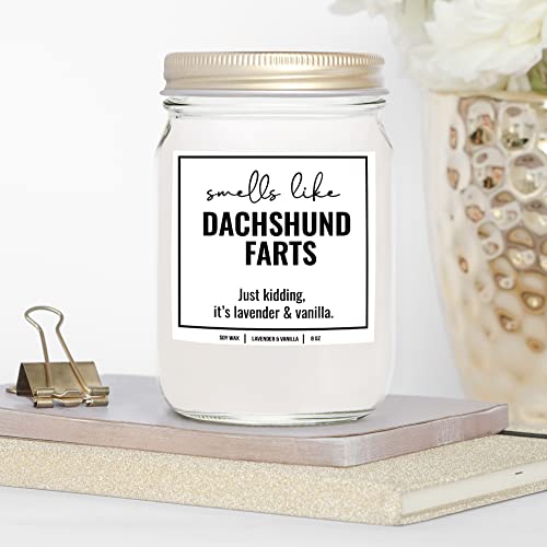Funny Dachshund Farts Candle - Wiener Dog Lavender Vanilla Scented Gift