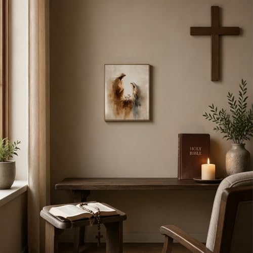 LJTYTHJA Jesus Holy Family Nativity Scene 8x10 Canvas Wall Art - Ethereal Figure