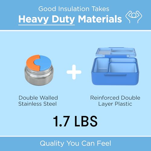 OmieBox Insulated Bento Lunch Box with Food Jar - Blue Sky
