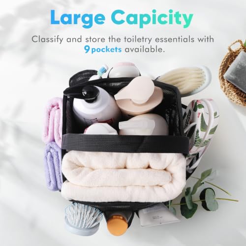 Eudele Portable Mesh Shower Caddy with 9 Pockets for College Dorm and Travel