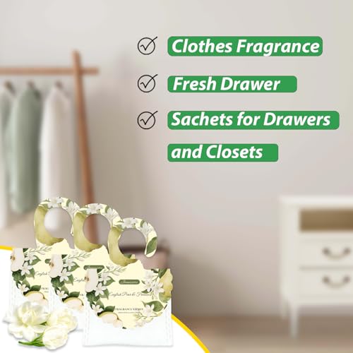 15-Pack Scented Sachets for Closets and Drawers, English Pear & Freesia