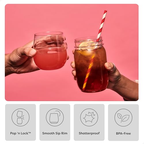 14oz Unbreakable Plastic Wine Glasses, 12-Piece Stackable Set