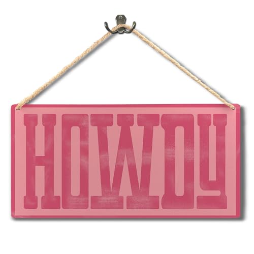 Howdy Wall Sign, Hot Pink Cowgirl Western Decor, 12x6 Inch Wood Wall Art